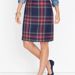 Talbots NWT Navy and Red Christmas Plaid Pencil Skirt